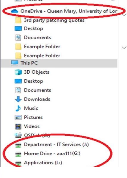 OneDrive location in file storage